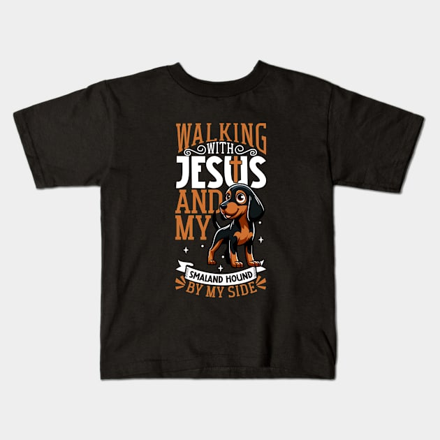 Jesus and dog - Smaland Hound Kids T-Shirt by Modern Medieval Design